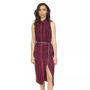 Michael Kors Snakeskin-Print Chain-Belt Sleeveless Dress Size M